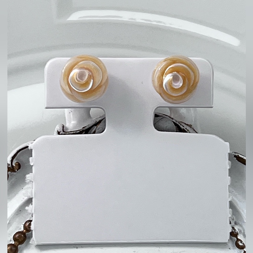 Handmade S925 SS Carved Freshwater Pearl Rose 🌹 Earrings